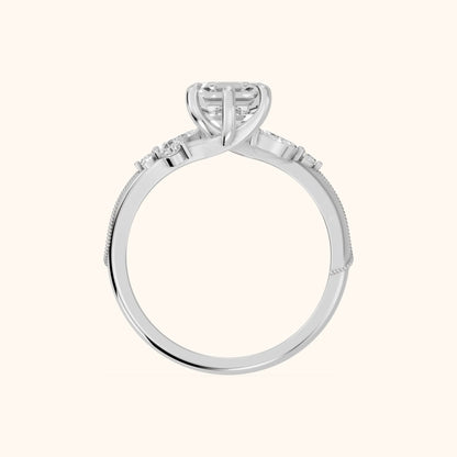 Joanna Milgrain Twist Asscher Diamond Engagement Ring in Platinum - FingerView.webp