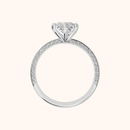 Meredith Knife Edge Pavé Princess Diamond Engagement Ring in Silver - FingerView.webp