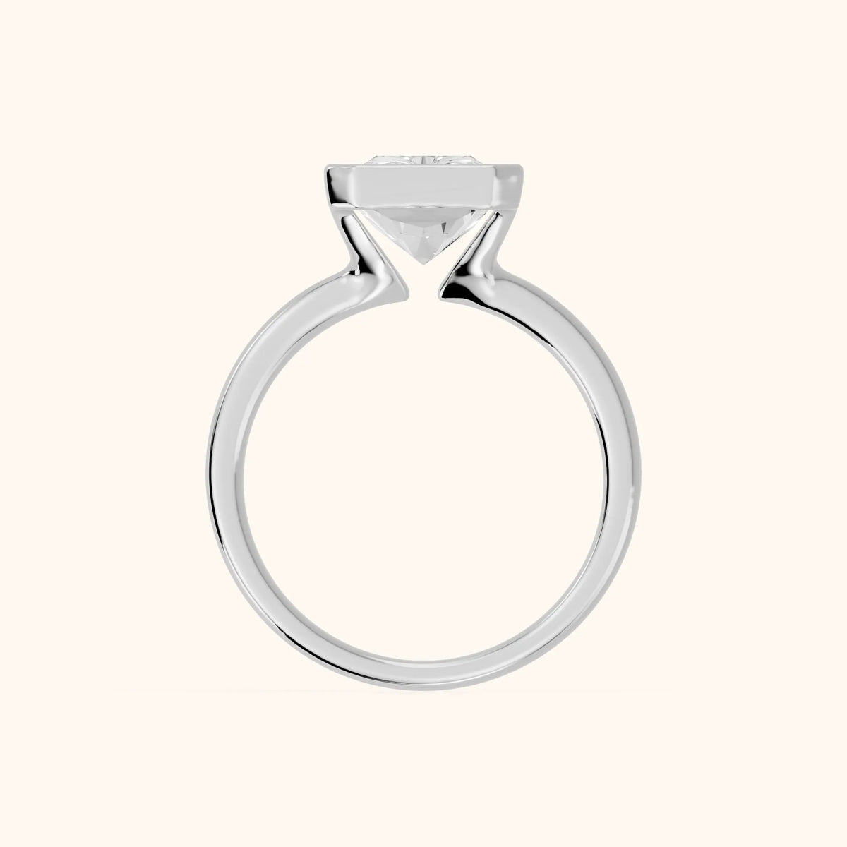 Winslow Partial Bezel Solitaire Radiant Diamond Engagement Ring in White Gold - FingerView.webp
