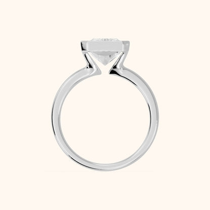 Winslow Partial Bezel Solitaire Radiant Diamond Engagement Ring in White Gold - FingerView.webp