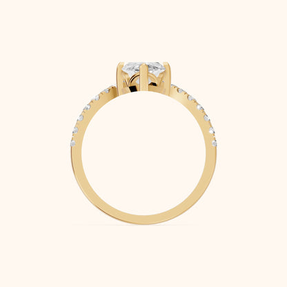Isabella Legacy Side Stone Marquise Diamond Engagement Ring in Yellow Gold - FingerView