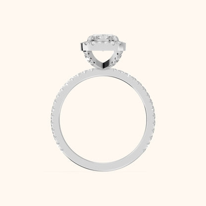 Rosemary Halo Pavé Radiant Diamond Engagement Ring in Platinum - FingerView.webp