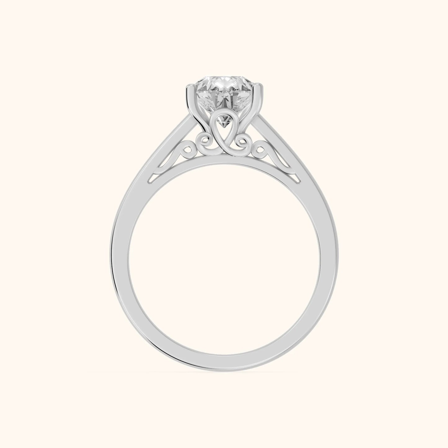 Iris Vintage Pear Diamond Engagement Ring in Silver - FingerView