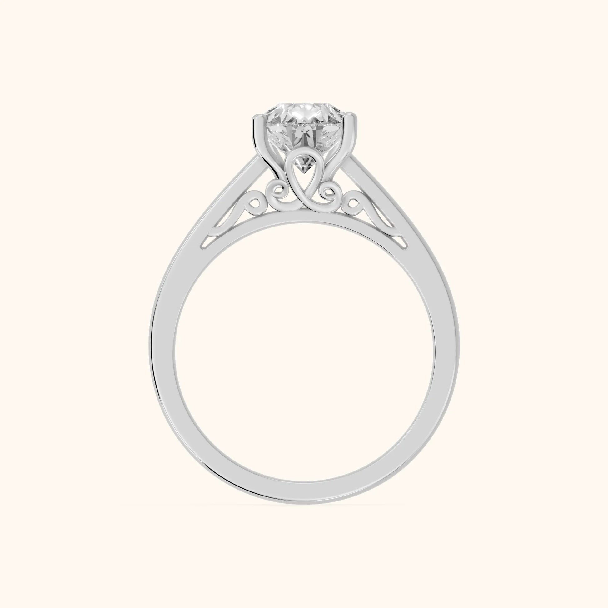 Iris Vintage Pear Diamond Engagement Ring in Silver - FingerView