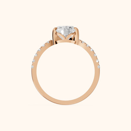 Isabella Legacy Side Stone Round Diamond Engagement Ring in Rose Gold - FingerView