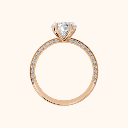 Meredith Knife Edge Pavé Heart Diamond Engagement Ring in Rose Gold - FingerView.webp