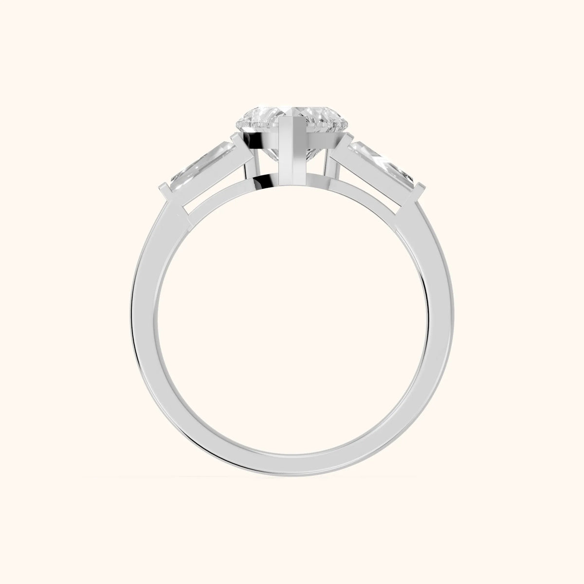 Winnie Three-Stone Heart Diamond Engagement Ring in Silver - FingerView.webp
