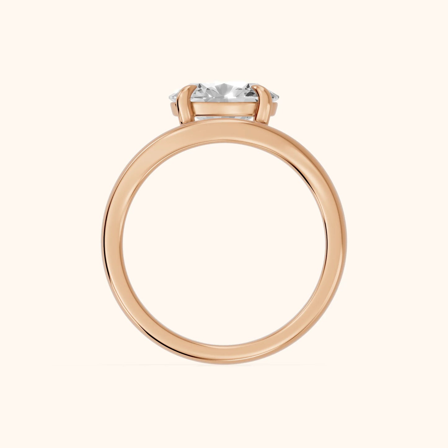 Seraphina Criss Cross Oval Diamond Engagement Ring in Rose Gold - FingerView