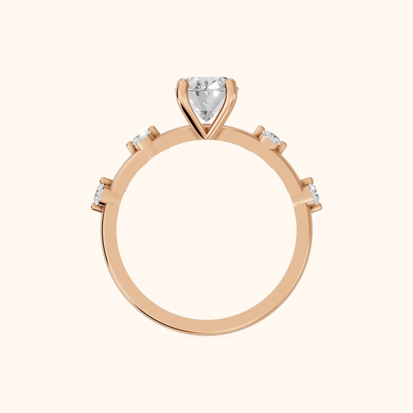 Elena Radiance Oval Diamond Engagement Ring in Rose Gold - FingerView