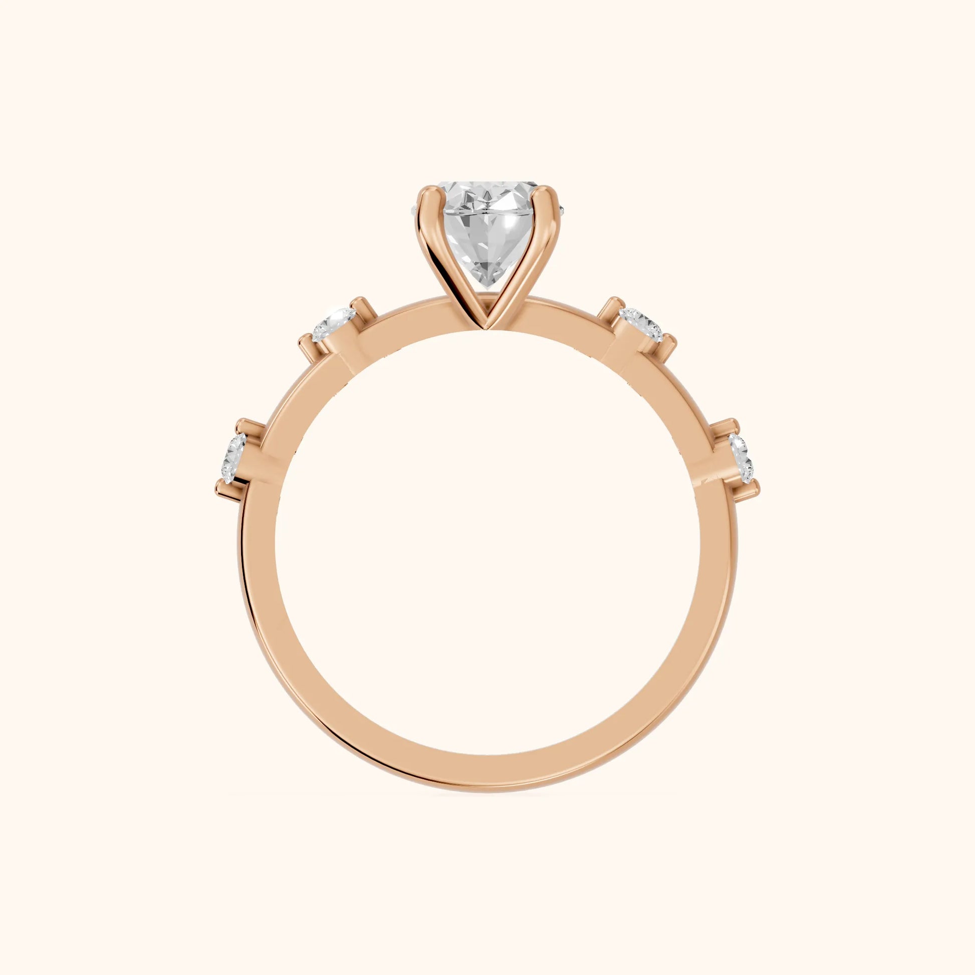 Elena Radiance Oval Diamond Engagement Ring in Rose Gold - FingerView