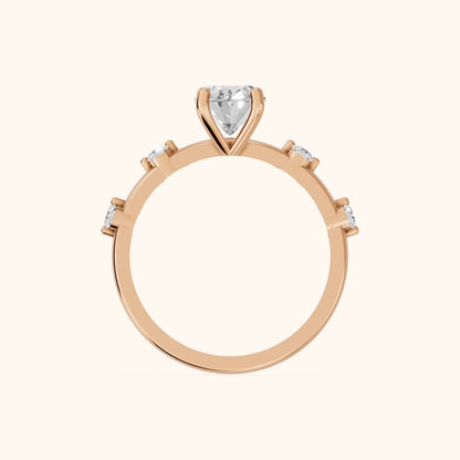 Elena Radiance Oval Diamond Engagement Ring in Rose Gold - FingerView