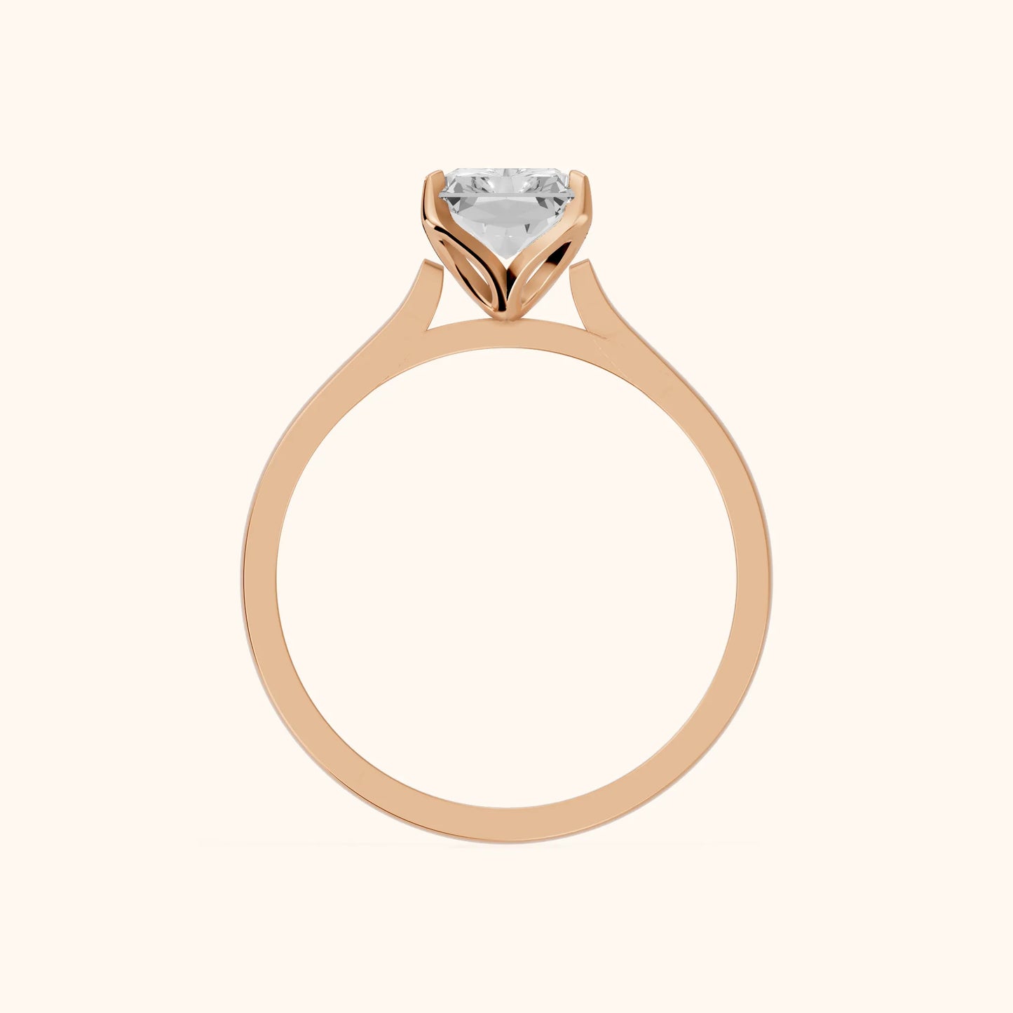 Isabella Bloom Solitaire Radiant Diamond Engagement Ring in Rose Gold - FingerView
