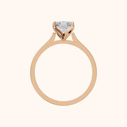 Isabella Bloom Solitaire Radiant Diamond Engagement Ring in Rose Gold - FingerView