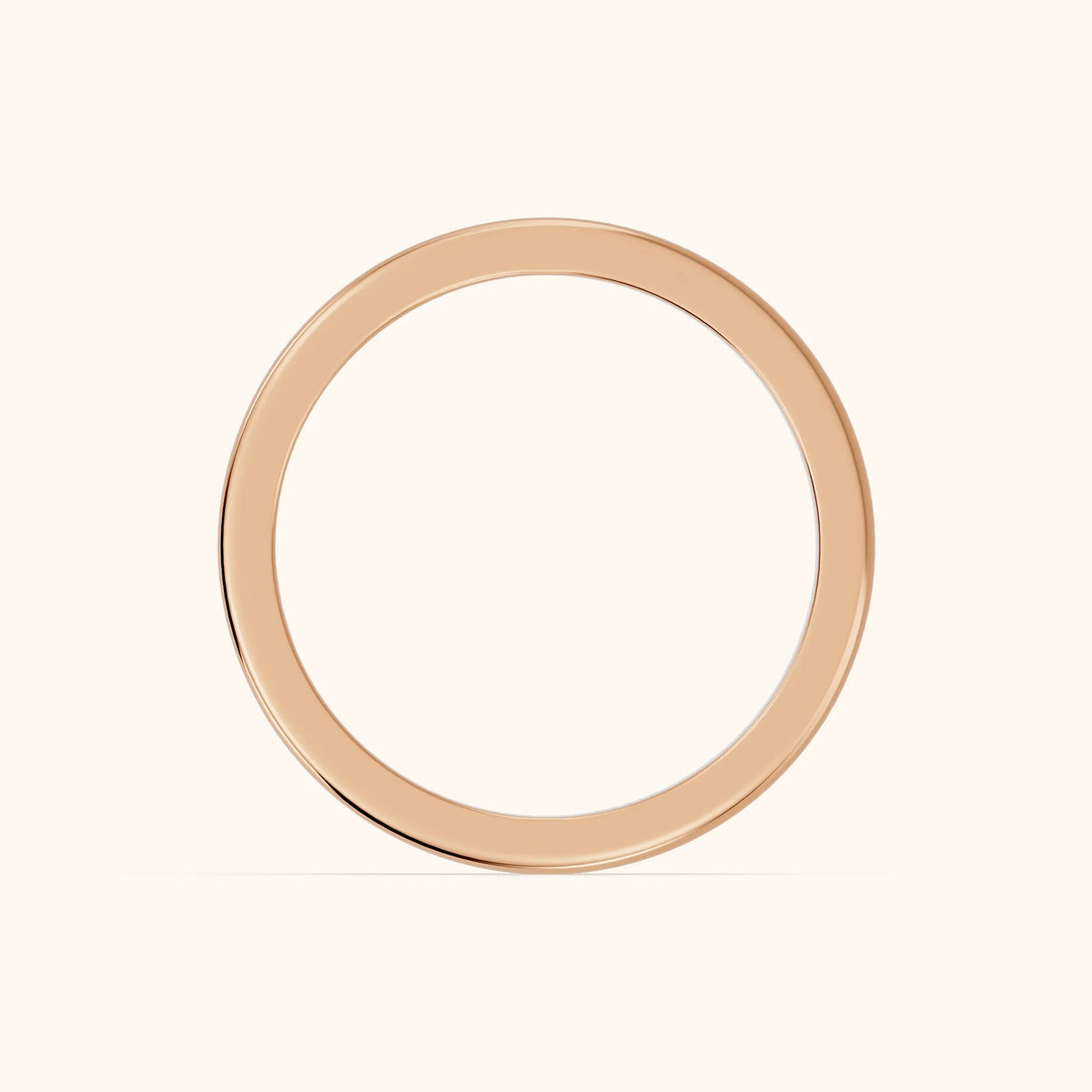 Nitya Carved Step Edge Wedding Band in Rose Gold - FingerView