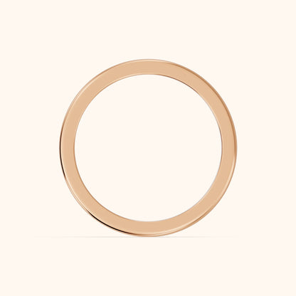 Nitya Carved Step Edge Wedding Band in Rose Gold - FingerView
