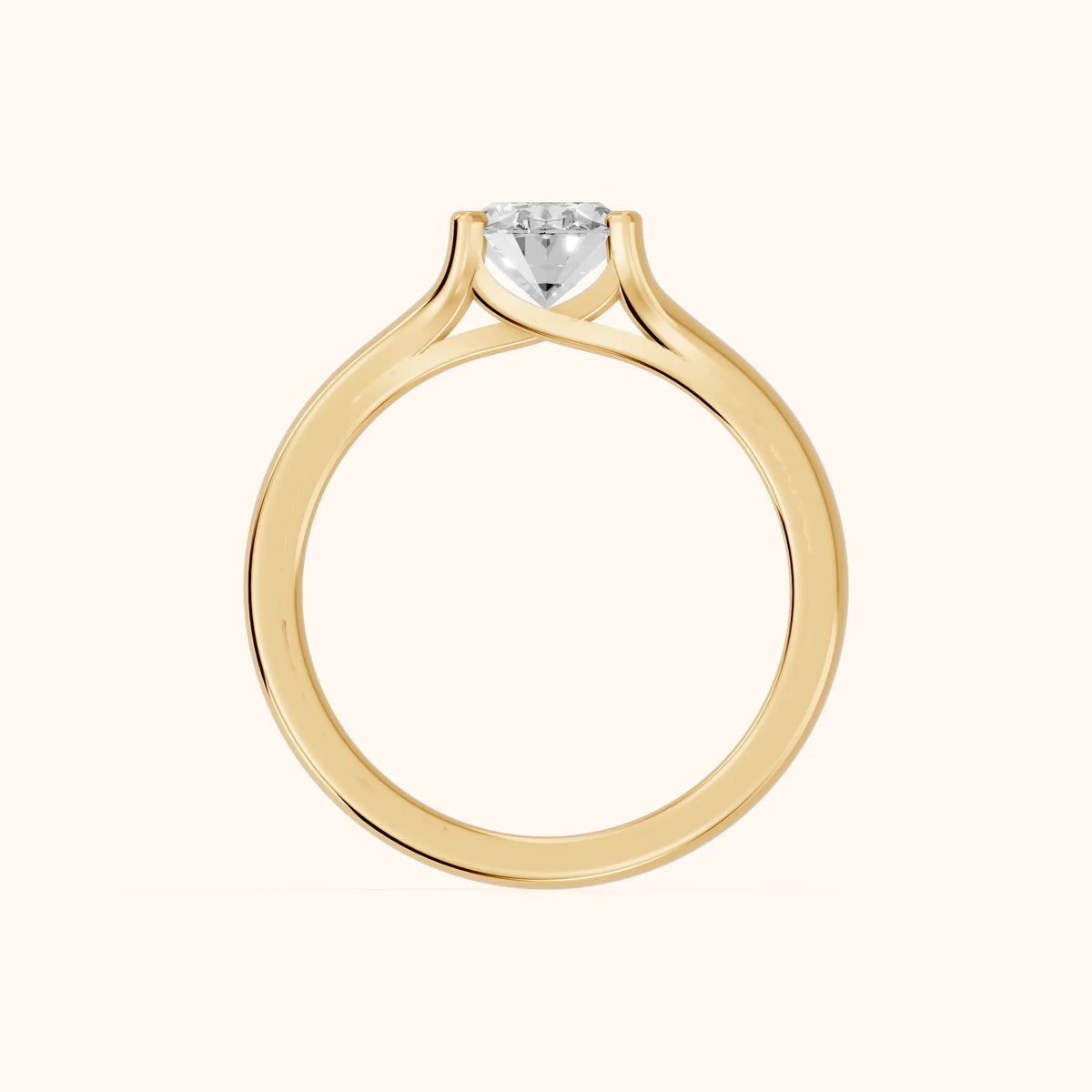 Nell Split Shank Solitaire Oval Diamond Engagement Ring in Yellow Gold - FingerView.webp
