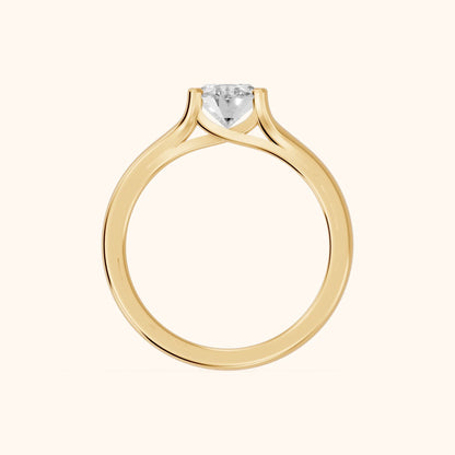 Nell Split Shank Solitaire Oval Diamond Engagement Ring in Yellow Gold - FingerView.webp