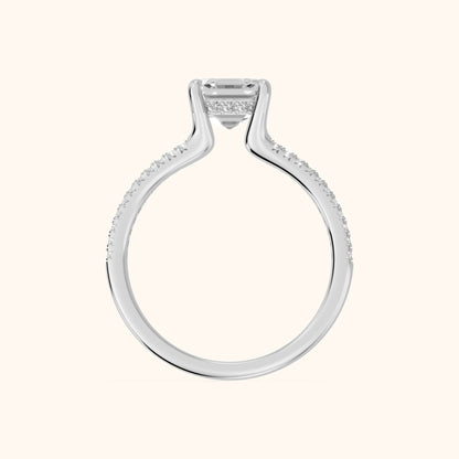 Eternal Embrace Solitaire Asscher Diamond Engagement Ring in Silver - FingerView