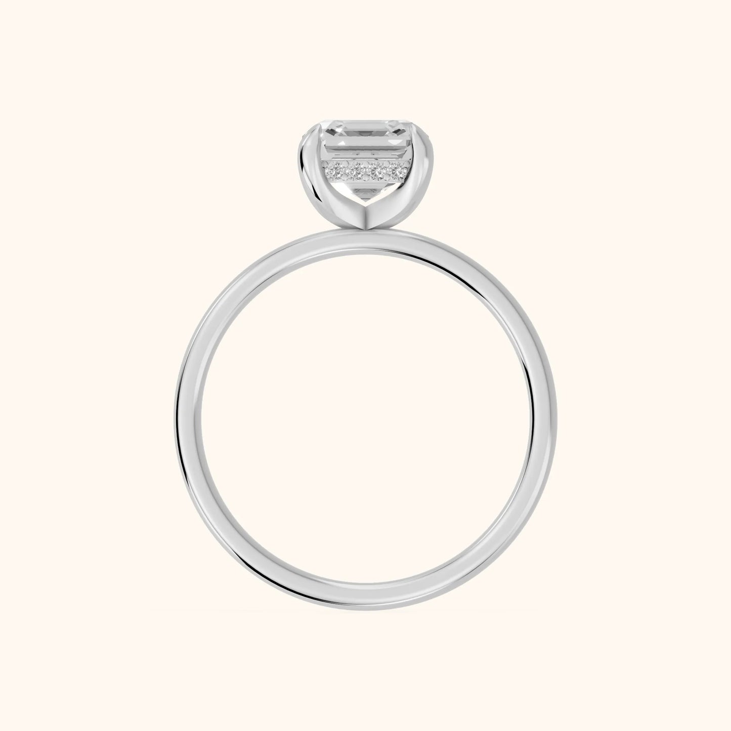 Charlotte Charm Solitaire Asscher Diamond Engagement Ring in Silver - FingerView