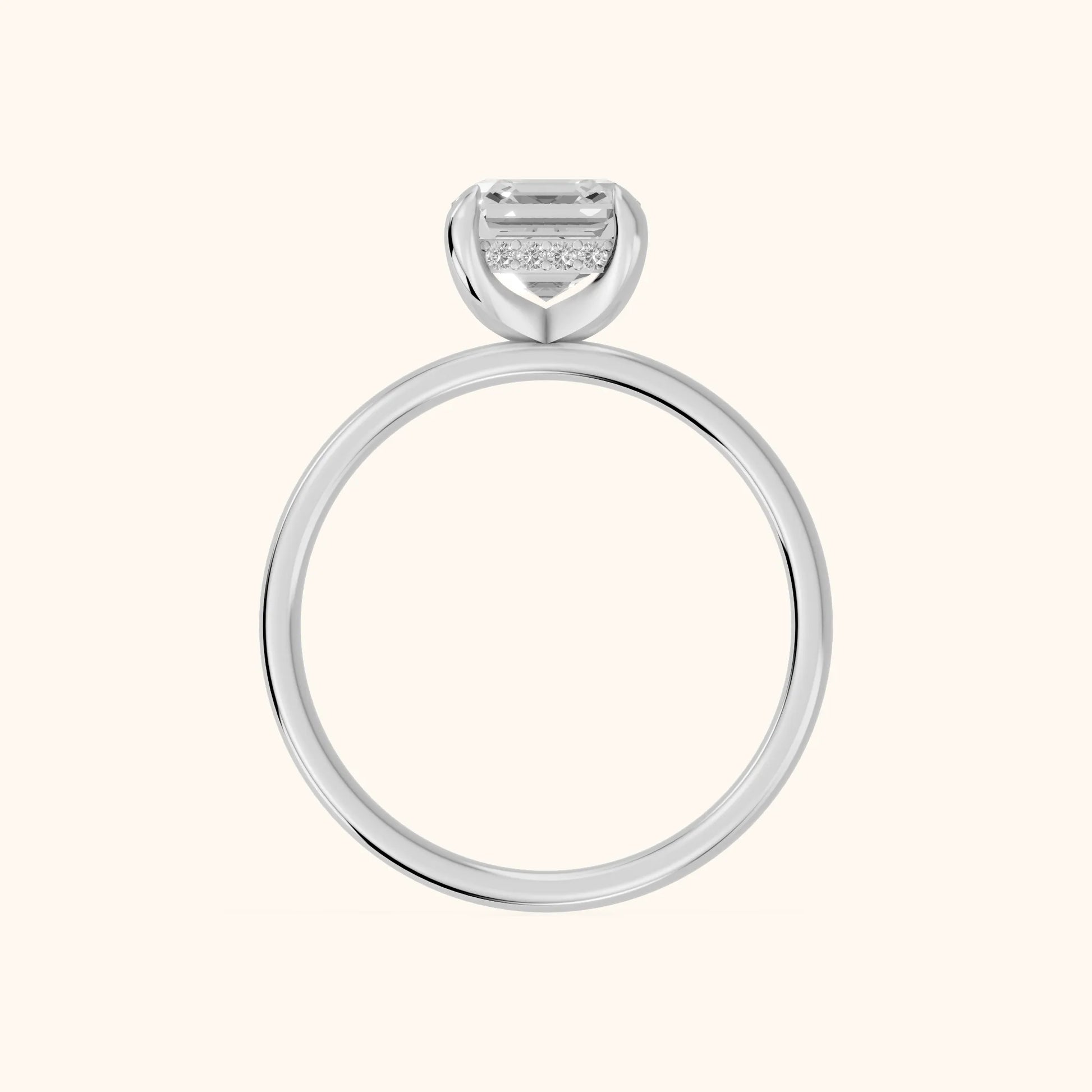 Charlotte Charm Solitaire Asscher Diamond Engagement Ring in Silver - FingerView