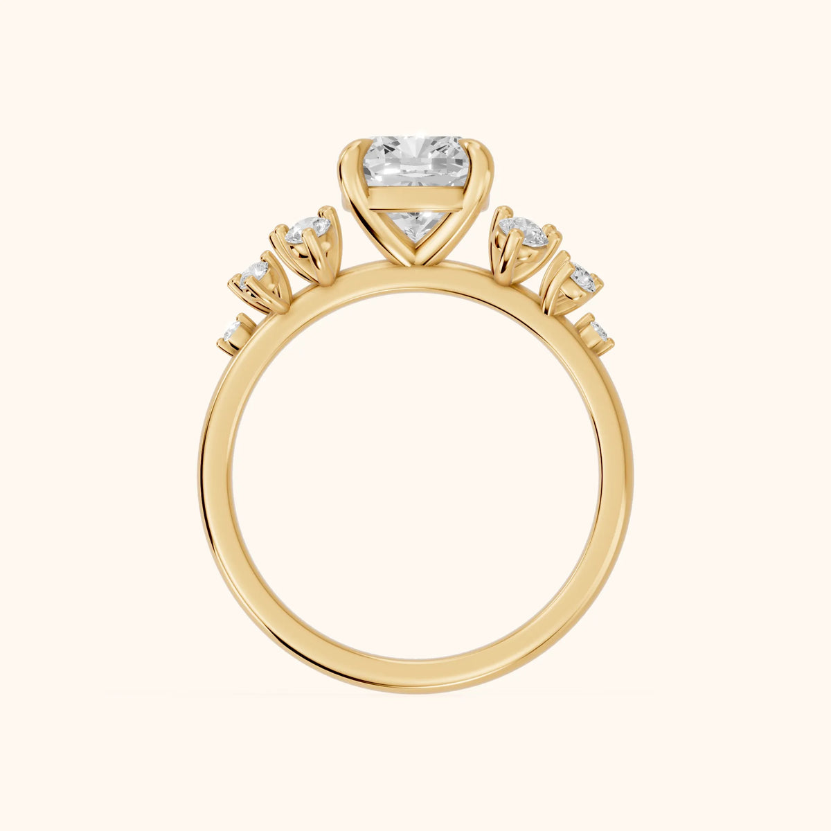 Mirabelle Cluster Cushion Diamond Engagement Ring in Yellow Gold - FingerView.webp