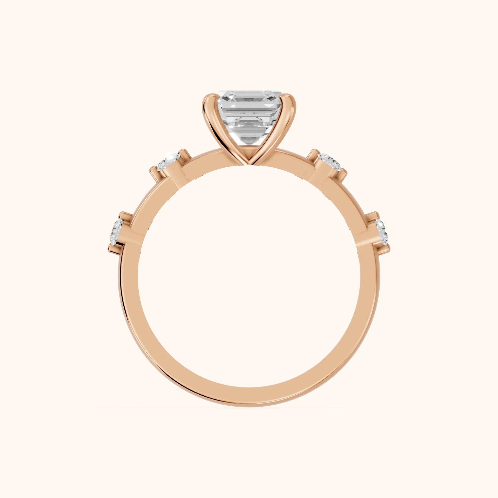 Elena Radiance Solitaire Asscher Diamond Engagement Ring in Rose Gold - FingerView