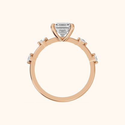 Elena Radiance Solitaire Asscher Diamond Engagement Ring in Rose Gold - FingerView