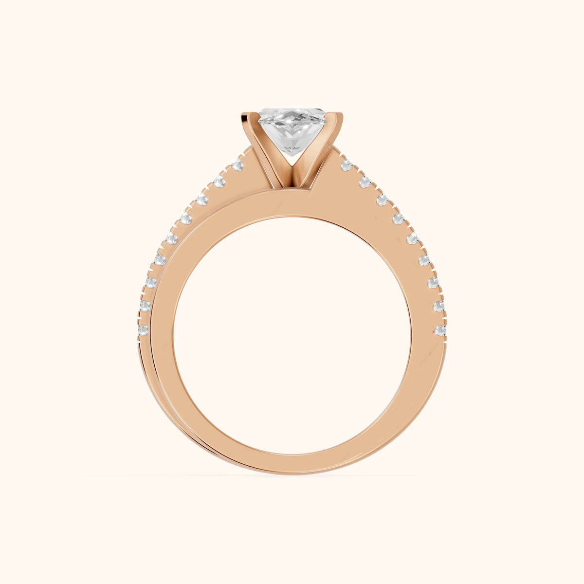 Edith Criss Cross Pavé Marquise Diamond Engagement Ring in Rose Gold - FingerView.webp
