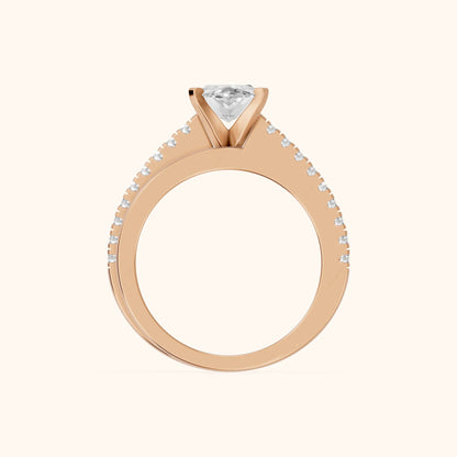 Edith Criss Cross Pavé Marquise Diamond Engagement Ring in Rose Gold - FingerView.webp