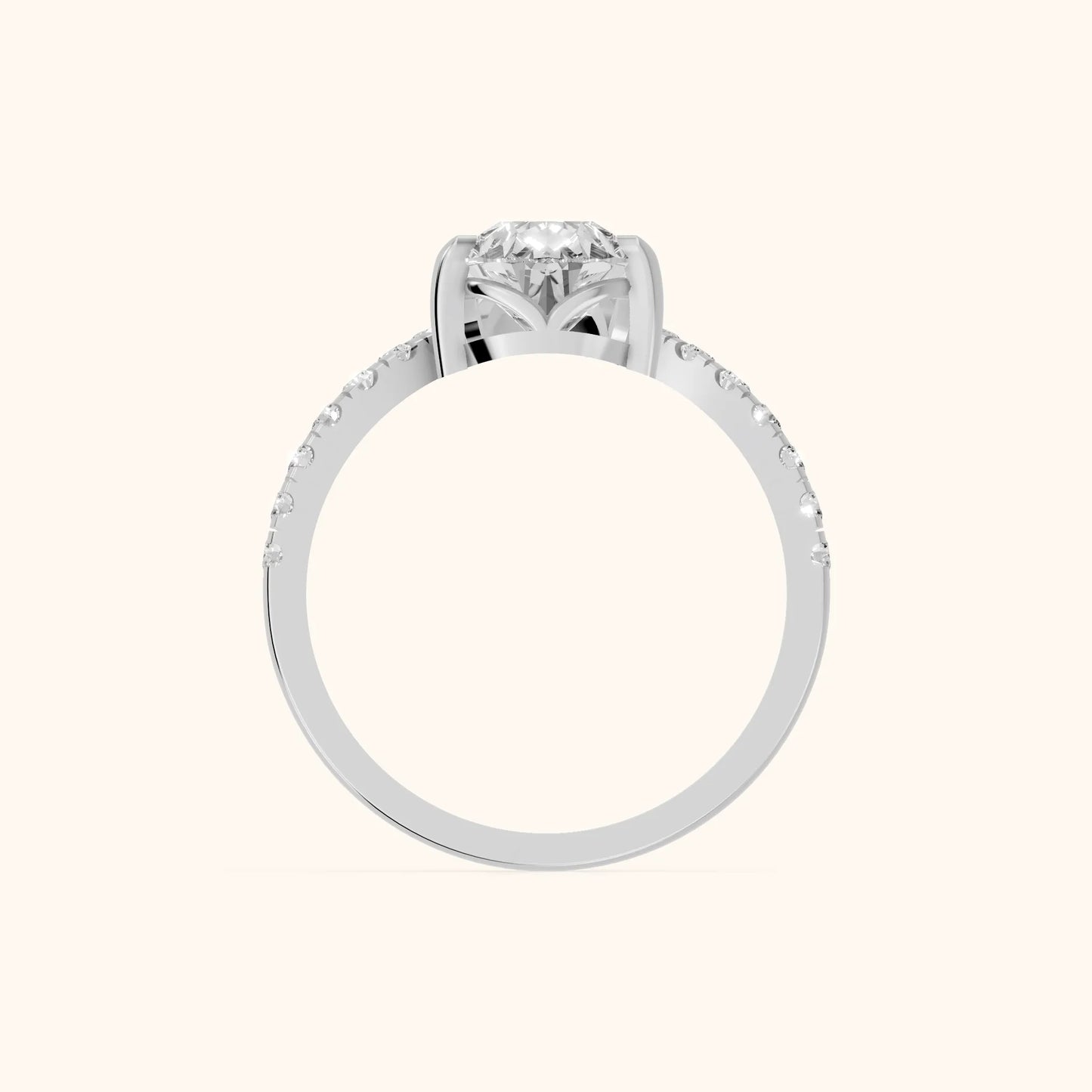 Isabella Legacy Side Stone Pear Diamond Engagement Ring in Platinum - FingerView