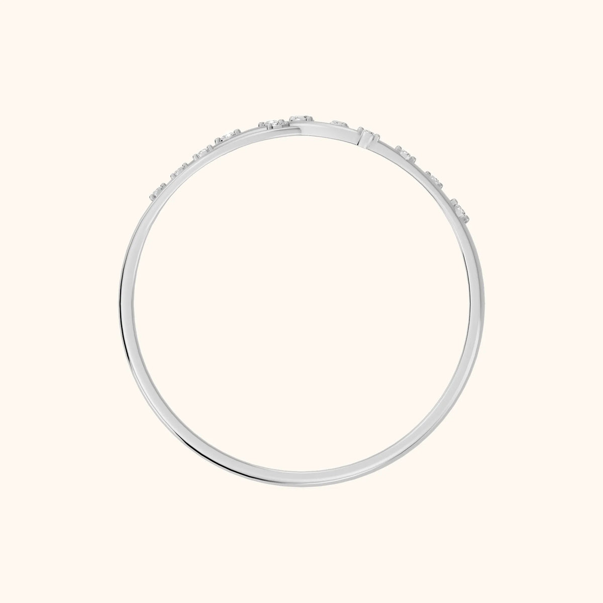 Amelia Bypass Round Diamond Stackable Ring in White Gold - FingerView