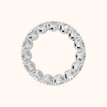 Flavia Shared Prong Oval Diamond Eternity Band in White Gold - FingerView