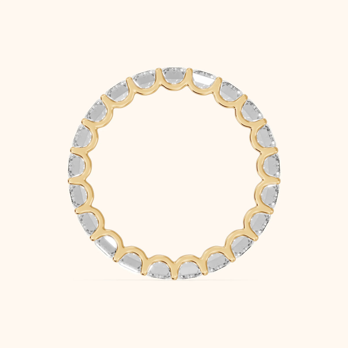 Josette Shared Prong Emerald Diamond Eternity Band in Yellow Gold - FingerView