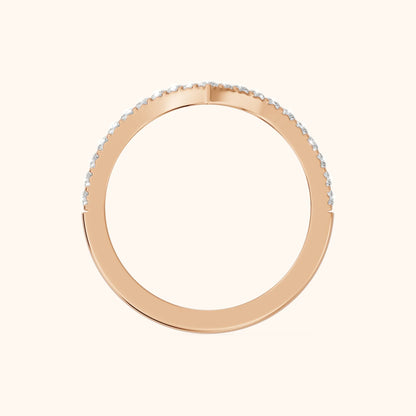 Amelie Curved Pavé Round Diamond Stackable Ring in Rose Gold - FingerView