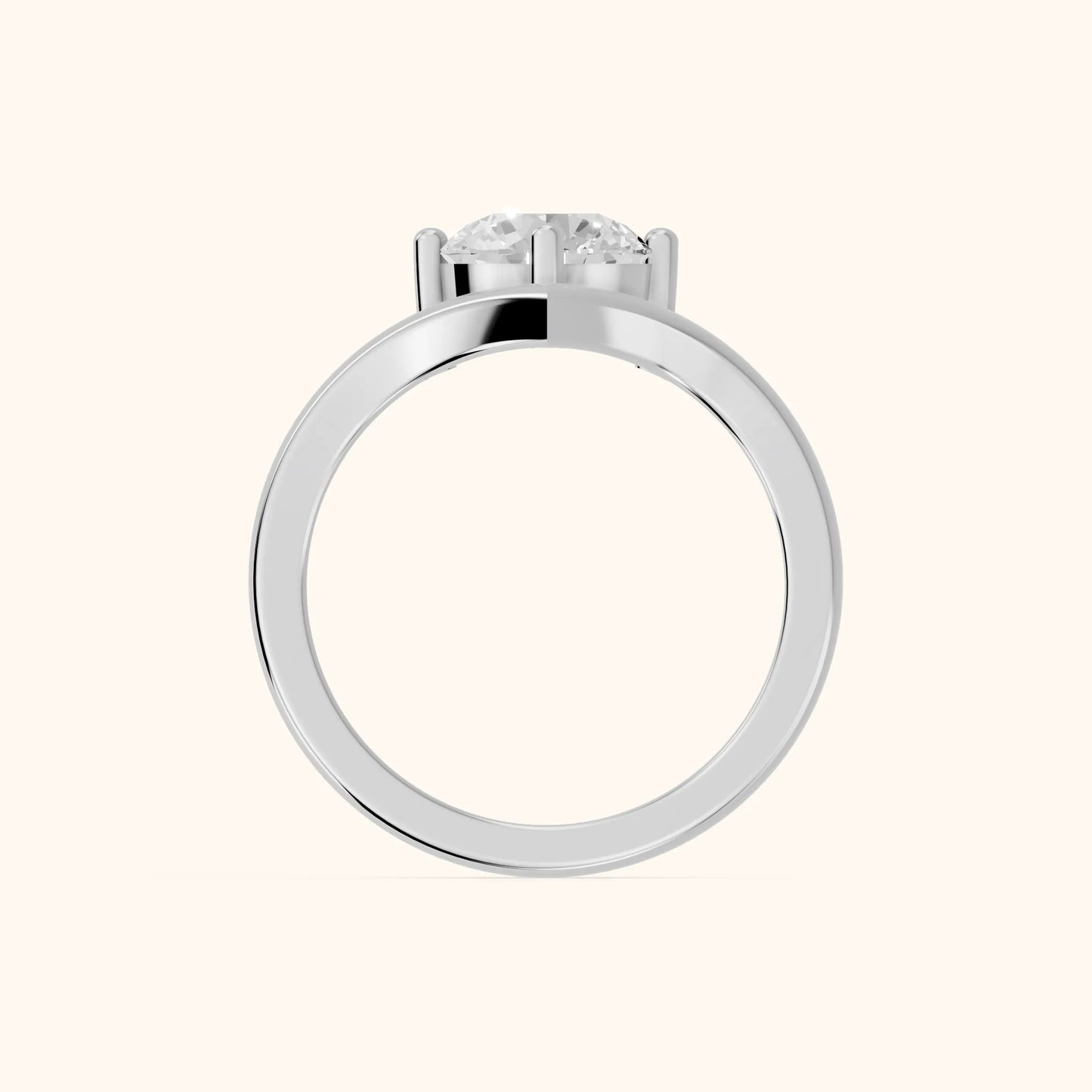 Evelyn Chevron Solitaire Round Diamond Engagement Ring in Platinum - FingerView