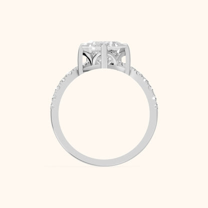 Isabella Legacy Side Stone Princess Diamond Engagement Ring in Silver - FingerView