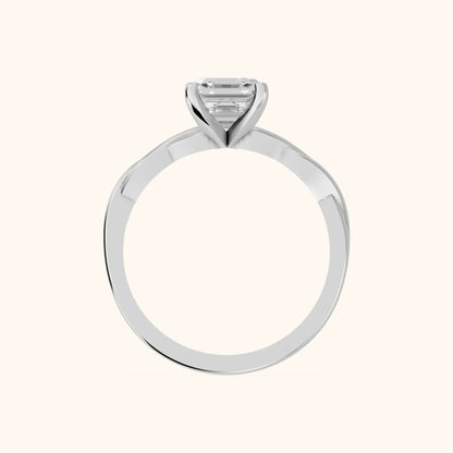 Iris Twist Asscher Diamond Engagement Ring in Silver - FingerView