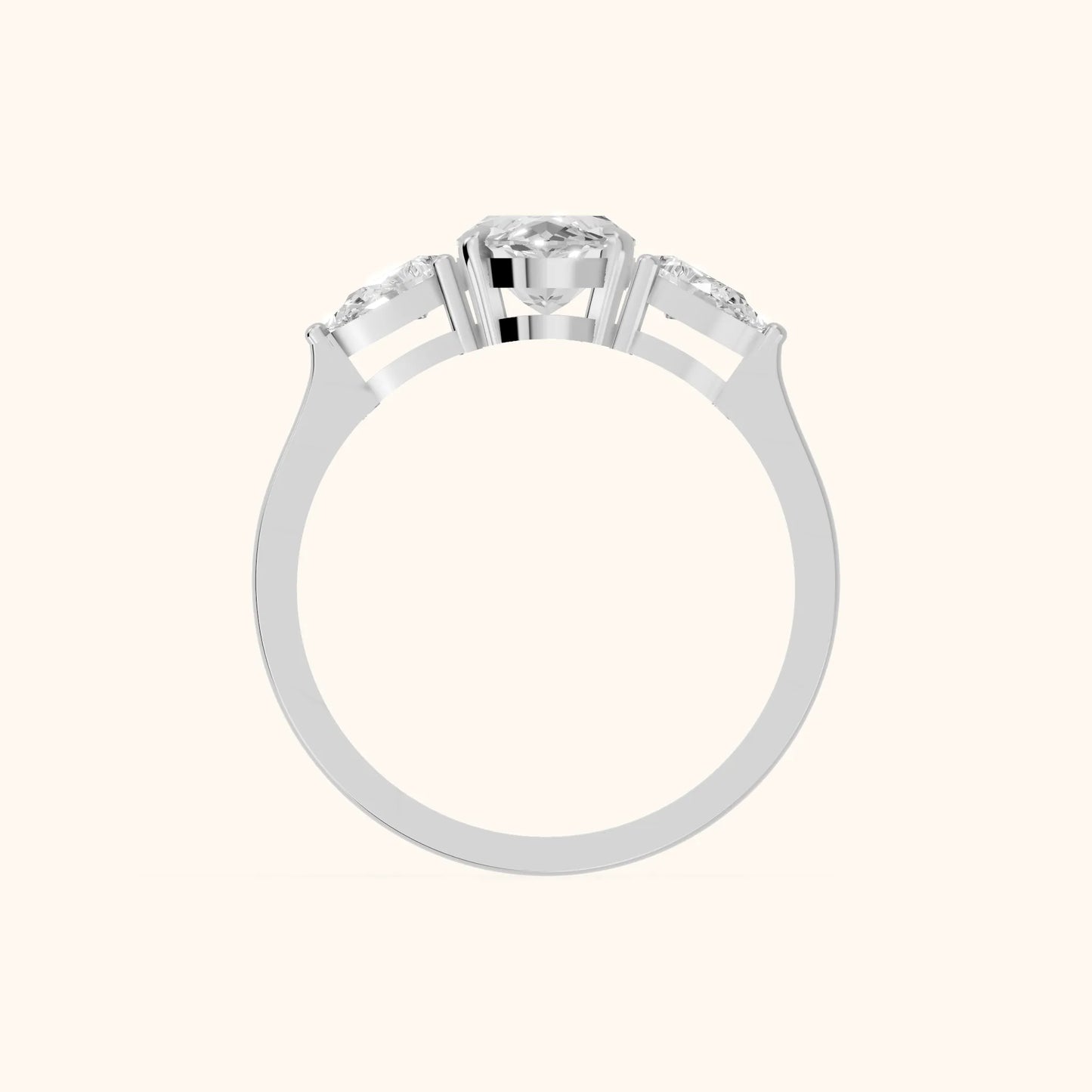 Grace Three Stone Marquise Diamond Engagement Ring in Silver - FingerView