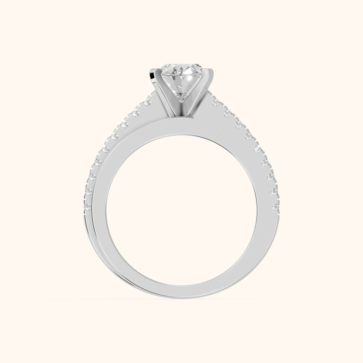 Edith Criss Cross Pavé Oval Diamond Engagement Ring in White Gold - FingerView.webp