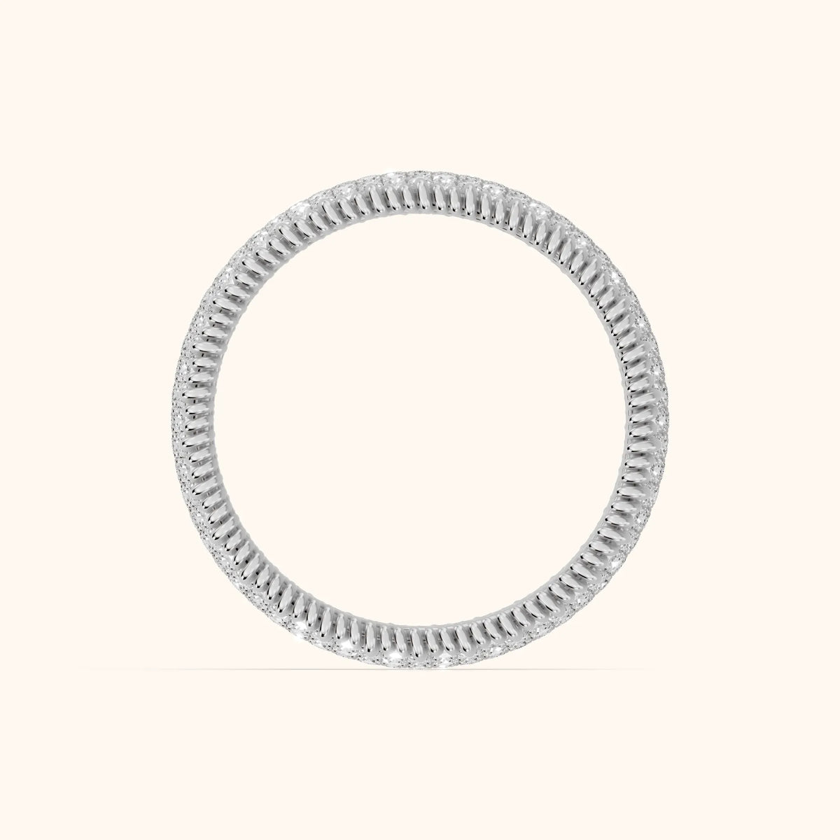 Rita Micropavé Round Diamond Anniversary Ring in White Gold - FingerView