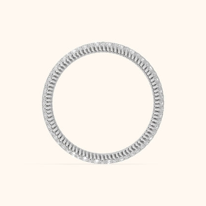 Rita Micropavé Round Diamond Anniversary Ring in White Gold - FingerView