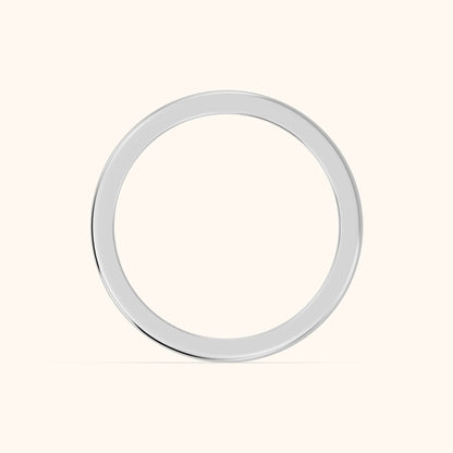 Nitya Carved Step Edge Wedding Band in White Gold - FingerView