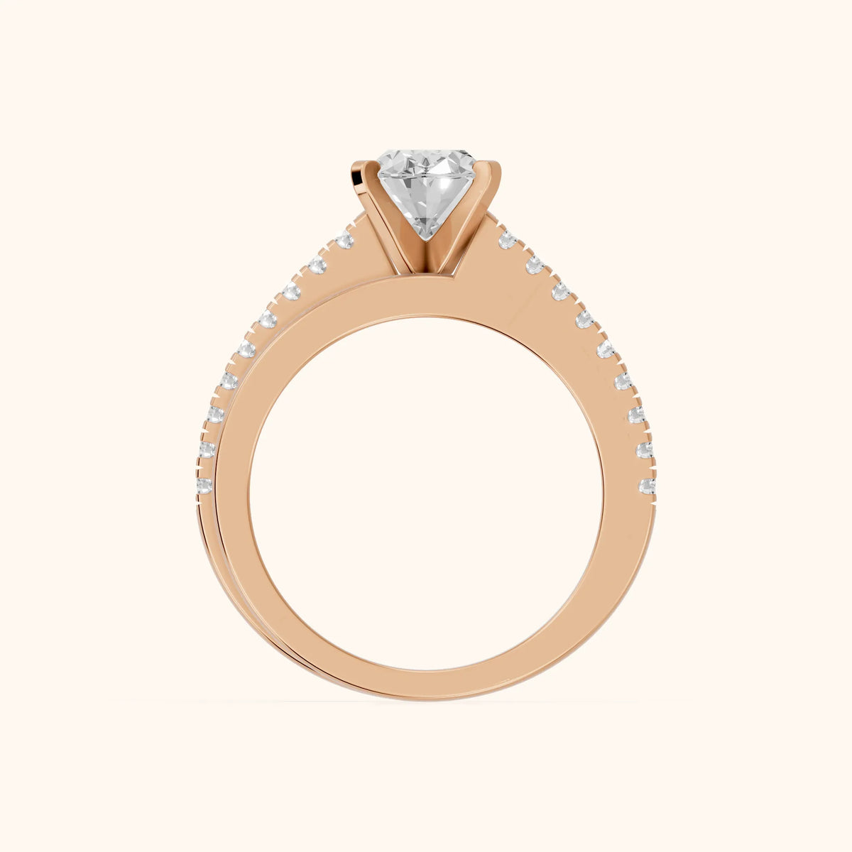 Edith Criss Cross Pavé Oval Diamond Engagement Ring in Rose Gold - FingerView.webp