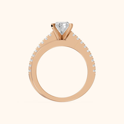 Edith Criss Cross Pavé Oval Diamond Engagement Ring in Rose Gold - FingerView.webp