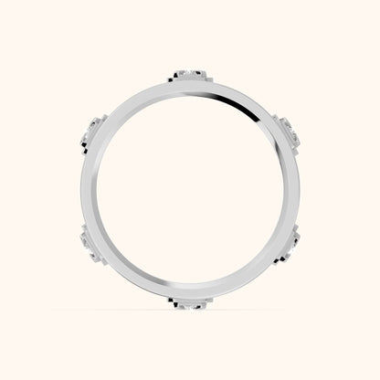 Paloma Compass Prong Round Diamond Wedding Band in Silver - FingerView