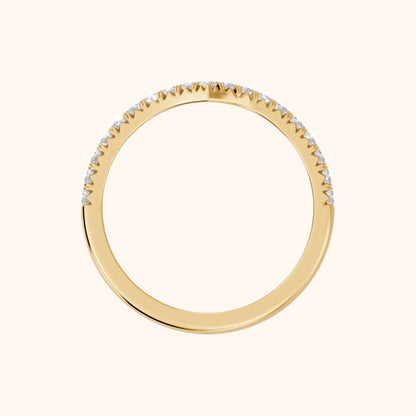 Melia Contour Pavé Round Diamond Stackable Ring in Yellow Gold - FingerView