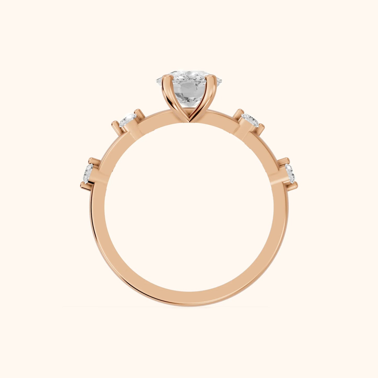Elena Radiance Solitaire Cushion Diamond Engagement Ring in Rose Gold - FingerView