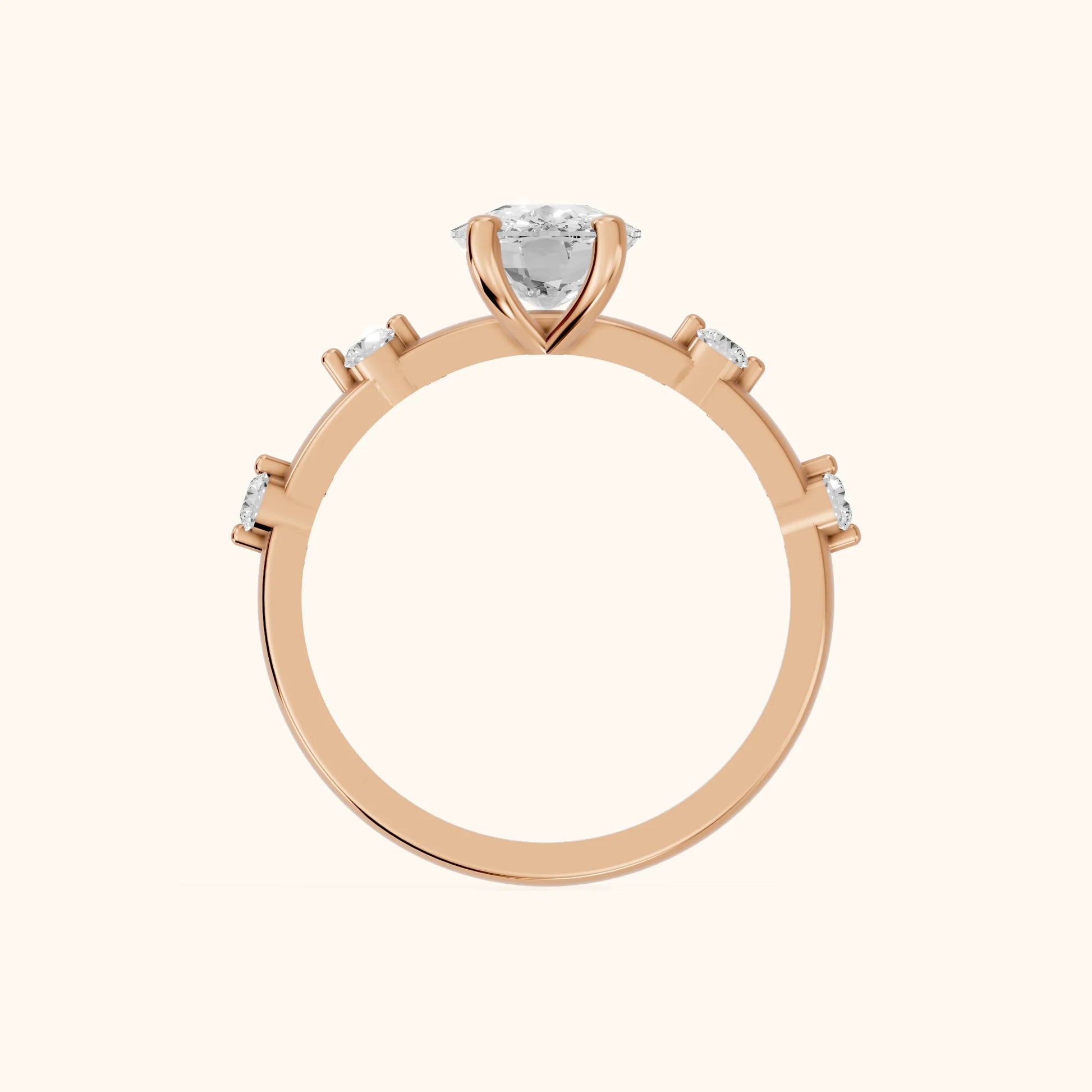 Elena Radiance Solitaire Cushion Diamond Engagement Ring in Rose Gold - FingerView
