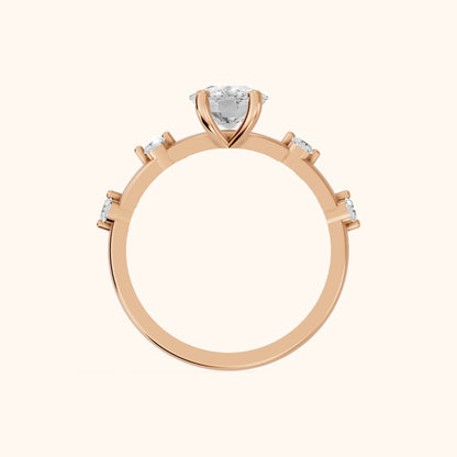 Elena Radiance Solitaire Cushion Diamond Engagement Ring in Rose Gold - FingerView