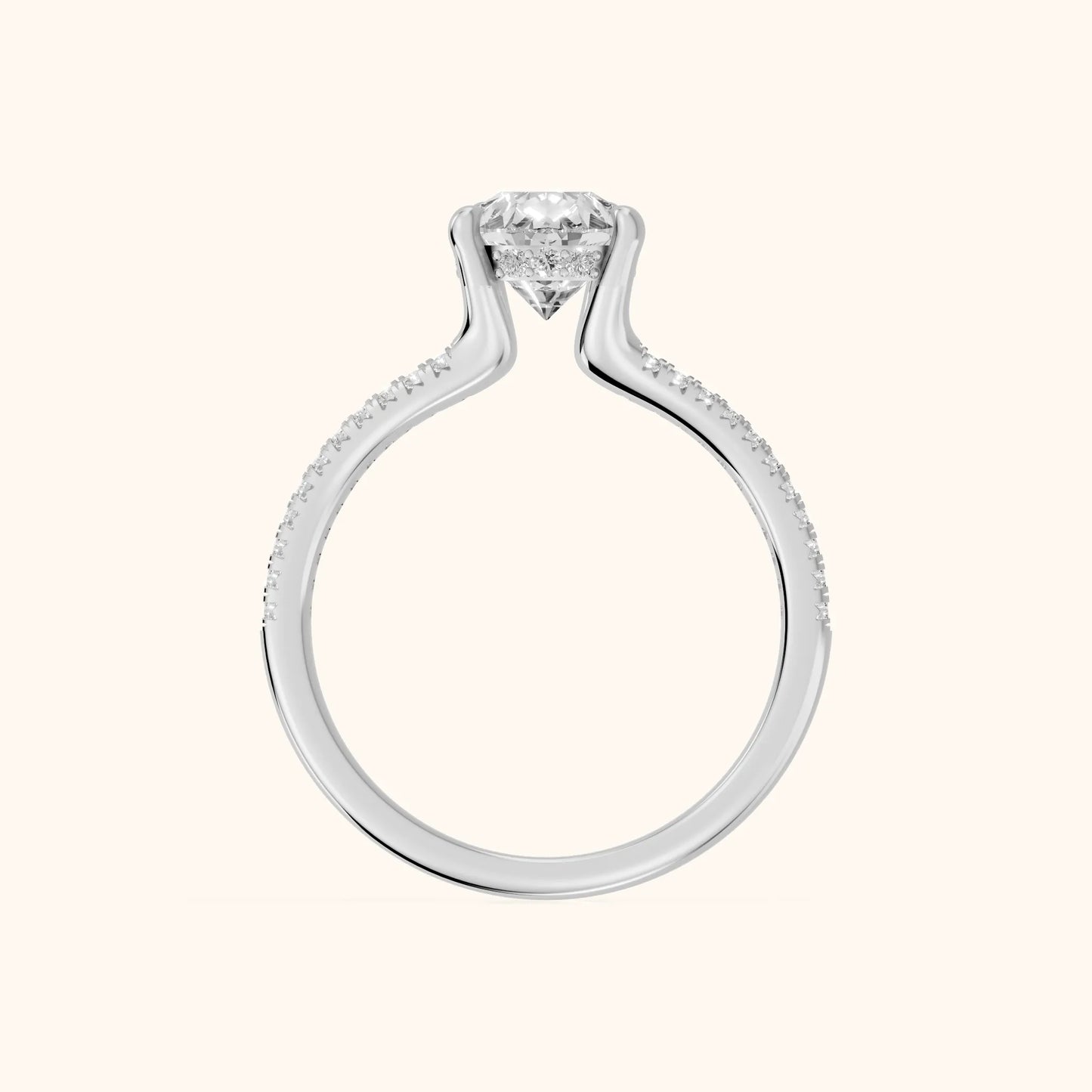 Eternal Embrace Solitaire Pear Diamond Engagement Ring in Platinum - FingerView
